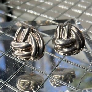 925 Sterling Silver 20g Vintage Knot Pierced Earrings